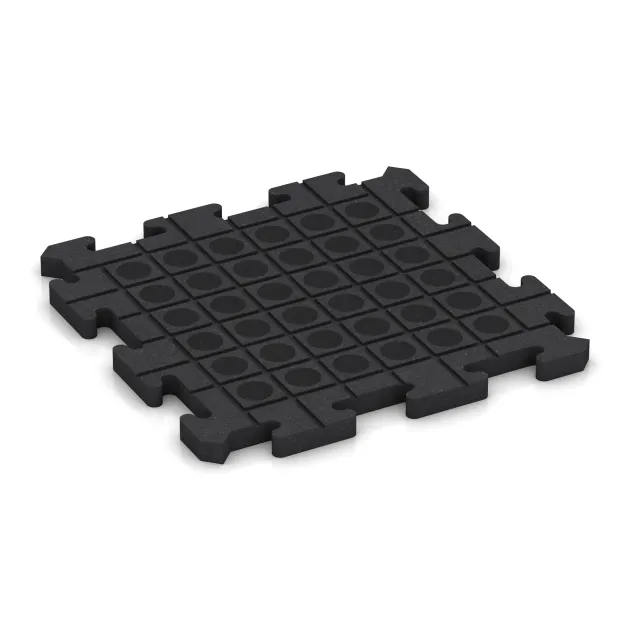 Aufsicht auf die Unterseite, also die Bodenseite von WARCO-Formteil 2612 - Fitnessvloer Studio im Format 500 x 500 x 30 mm.