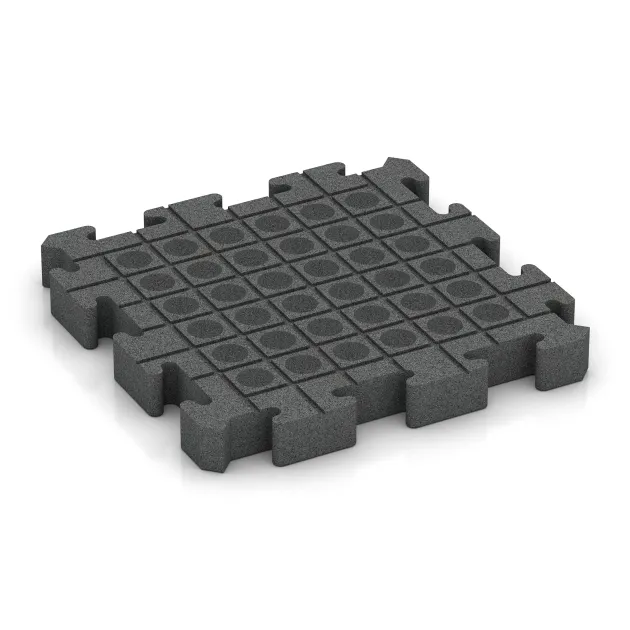 Aufsicht auf die Unterseite, also die Bodenseite von WARCO-Formteil 3189 - Rubberen straattegels im Format 500 x 500 x 60 mm.