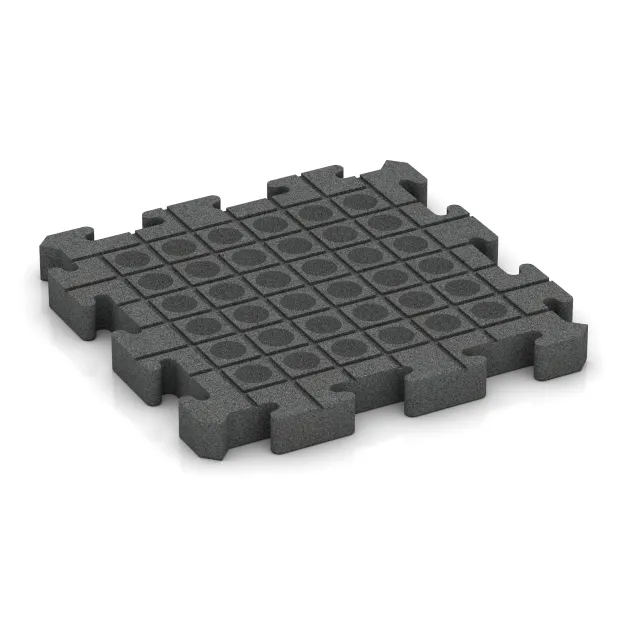Aufsicht auf die Unterseite, also die Bodenseite von WARCO-Formteil 3147 - Rubberen straattegels im Format 500 x 500 x 50 mm.