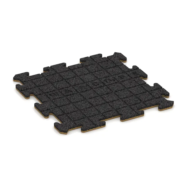 Aufsicht auf die Unterseite, also die Bodenseite von WARCO-Formteil 6204 - Fitnessvloer Mat 18 mm im Format 500 x 500 x 18 mm.
