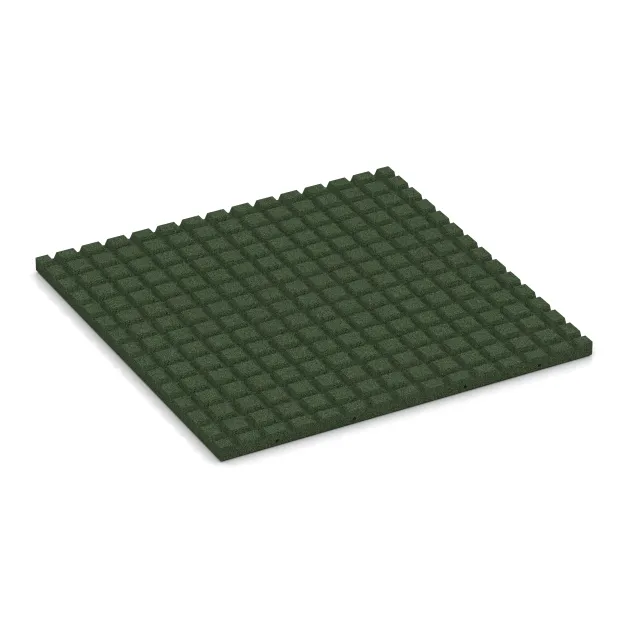 Aufsicht auf die Unterseite, also die Bodenseite von WARCO-Formteil 5664 - Rubber speelplaats tegels 4 cm - EN 1177 ≤ 110 cm im Format 1000 x 1000 x 40 mm.