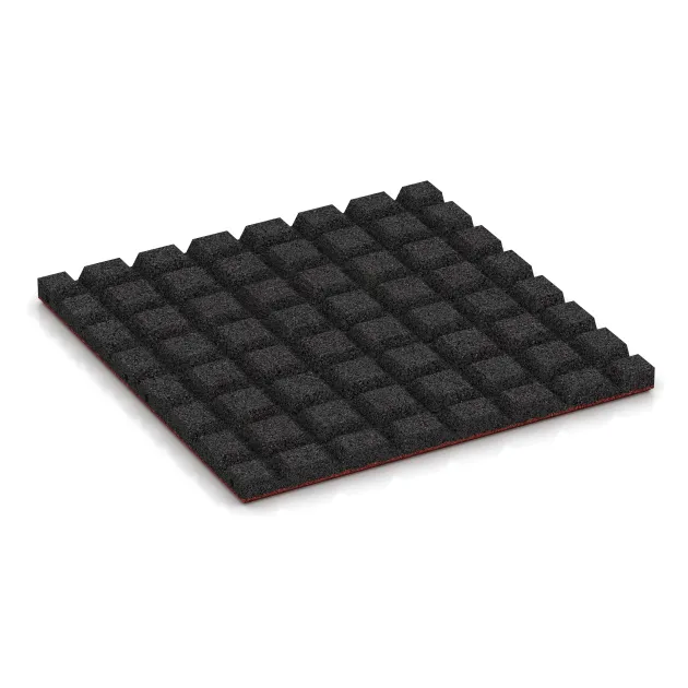 Aufsicht auf die Unterseite, also die Bodenseite von WARCO-Formteil 0552 - Terrastegel 3 cm im Format 500 x 500 x 30 mm.