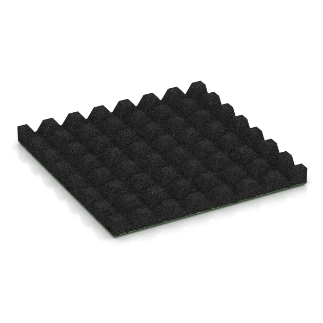 Aufsicht auf die Unterseite, also die Bodenseite von WARCO-Formteil 5538 - Rubber speelplaatstegel 4,5 cm - EN 1177 ≤ 135 cm im Format 500 x 500 x 45 mm.