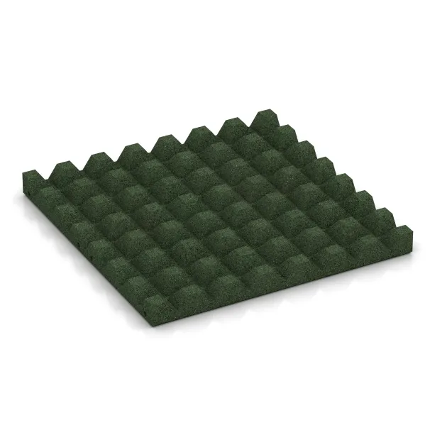 Aufsicht auf die Unterseite, also die Bodenseite von WARCO-Formteil 3864 - Geluidsisolatiepaneel im Format 500 x 500 x 45 mm.