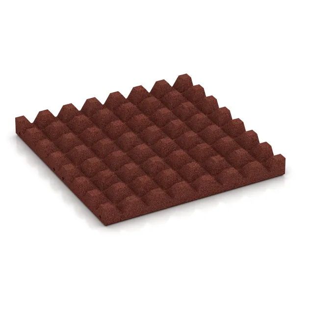 Aufsicht auf die Unterseite, also die Bodenseite von WARCO-Formteil 5557 - Rubber speelplaatstegel 5 cm - EN 1177 ≤ 145 cm im Format 500 x 500 x 50 mm.