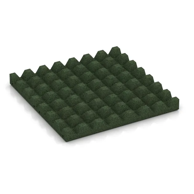 Aufsicht auf die Unterseite, also die Bodenseite von WARCO-Formteil 5556 - Rubber speelplaatstegel 5 cm - EN 1177 ≤ 145 cm im Format 500 x 500 x 50 mm.