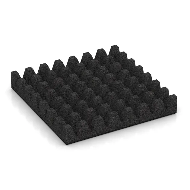 Aufsicht auf die Unterseite, also die Bodenseite von WARCO-Formteil 5604 - Rubber speelplaatstegel 8 cm - EN 1177 ≤ 215 cm im Format 500 x 500 x 80 mm.