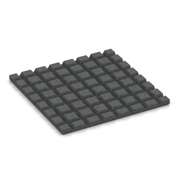 Aufsicht auf die Unterseite, also die Bodenseite von WARCO-Formteil 0529 - Wandbeschermplaat im Format 500 x 500 x 25 mm.