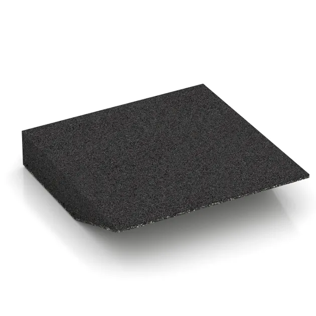 Aufsicht auf die Unterseite, also die Bodenseite von WARCO-Formteil 3819 - Randplaat (één zijde afgeschuind) im Format 500 x 500 x 100 mm.