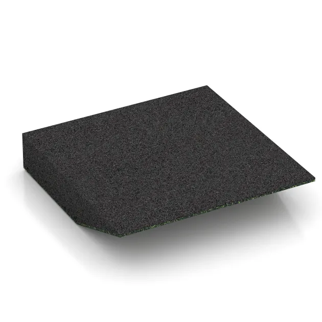 Aufsicht auf die Unterseite, also die Bodenseite von WARCO-Formteil 3812 - Randplaat (één zijde afgeschuind) im Format 500 x 500 x 100 mm.