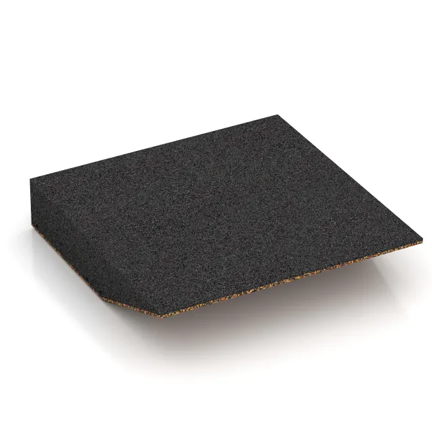 Aufsicht auf die Unterseite, also die Bodenseite von WARCO-Formteil 3811 - Randplaat (één zijde afgeschuind) im Format 500 x 500 x 100 mm.