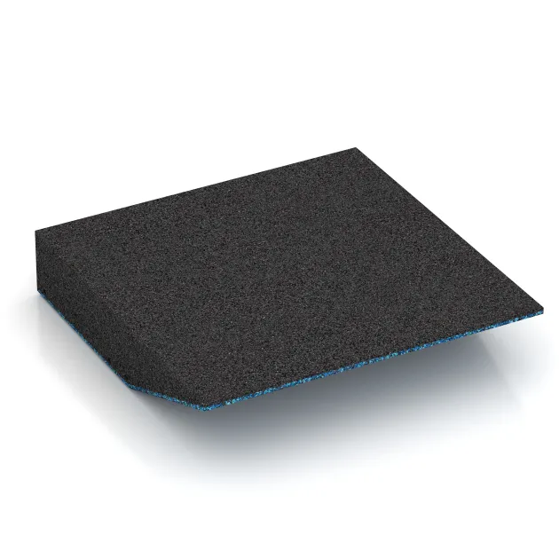 Aufsicht auf die Unterseite, also die Bodenseite von WARCO-Formteil 3821 - Randplaat (één zijde afgeschuind) im Format 500 x 500 x 100 mm.