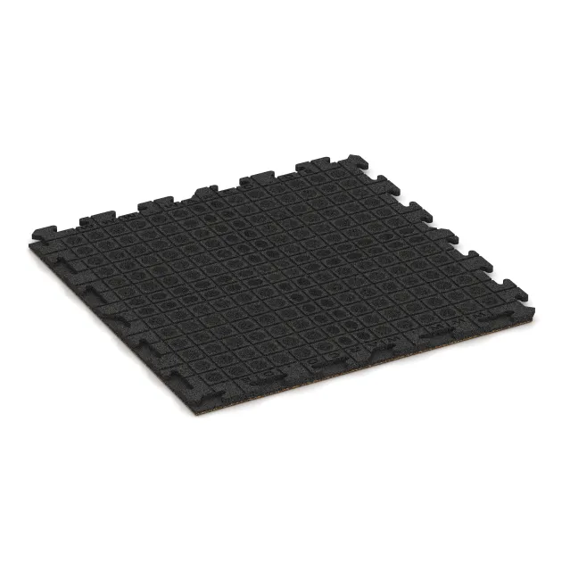 Aufsicht auf die Unterseite, also die Bodenseite von WARCO-Formteil 1602 - Fitnessvloer Rubber Tegels Classic im Format 1000 x 1000 x 30 mm.