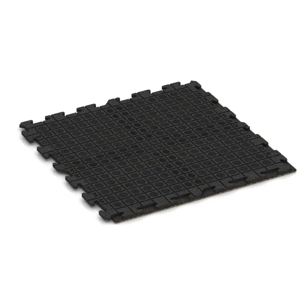 Aufsicht auf die Unterseite, also die Bodenseite von WARCO-Formteil 1606 - Fitnessvloer Rubber Tegels Classic im Format 1000 x 1000 x 30 mm.