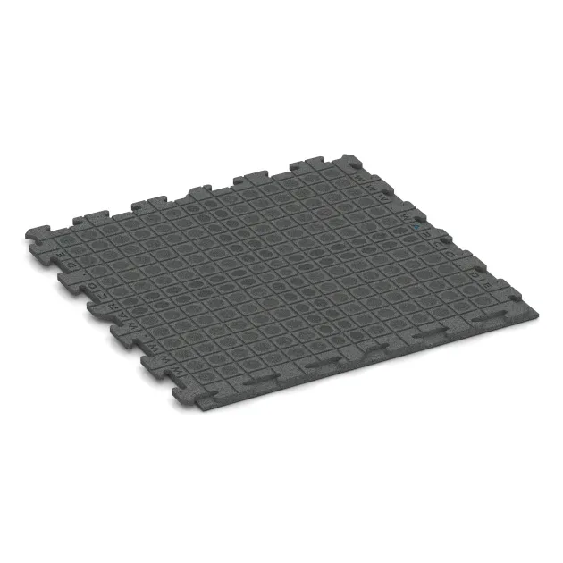 Aufsicht auf die Unterseite, also die Bodenseite von WARCO-Formteil 1633 - Fitnessvloer Rubber Tegels Classic im Format 1000 x 1000 x 30 mm.
