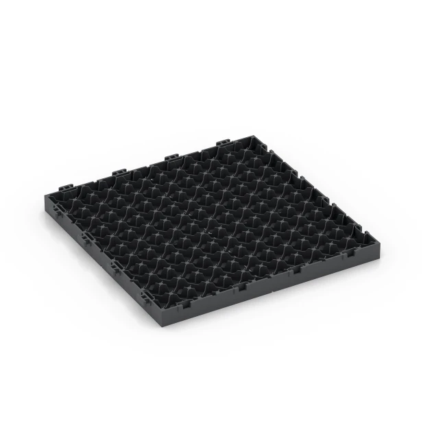 Aufsicht auf die Unterseite, also die Bodenseite von WARCO-Formteil 6347 - Mozaïek – Vlondertegel im Format 30 x 30 x 2 cm.