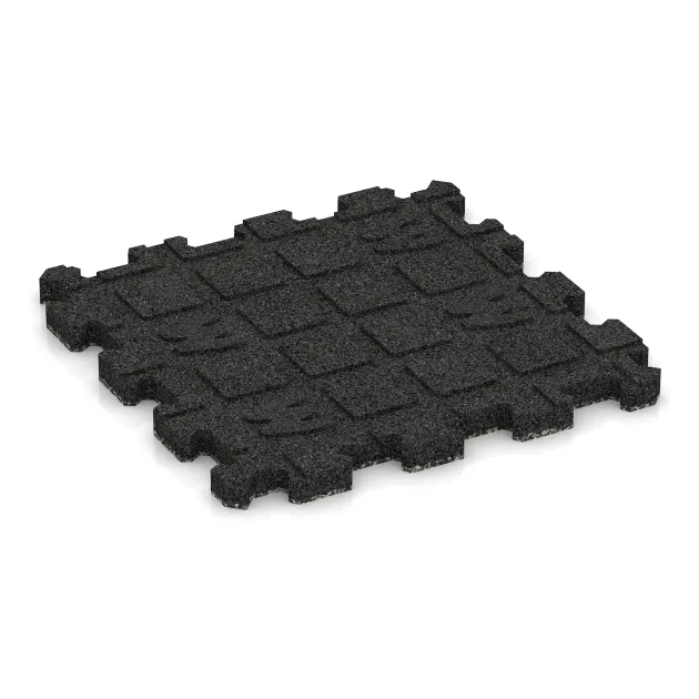 Aufsicht auf die Unterseite, also die Bodenseite von WARCO-Formteil 3721 - Fitnessmat Premium 2 cm im Format 306 x 306 x 20 mm.