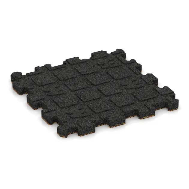 Aufsicht auf die Unterseite, also die Bodenseite von WARCO-Formteil 3714 - Fitnessmat Premium 2 cm im Format 306 x 306 x 20 mm.