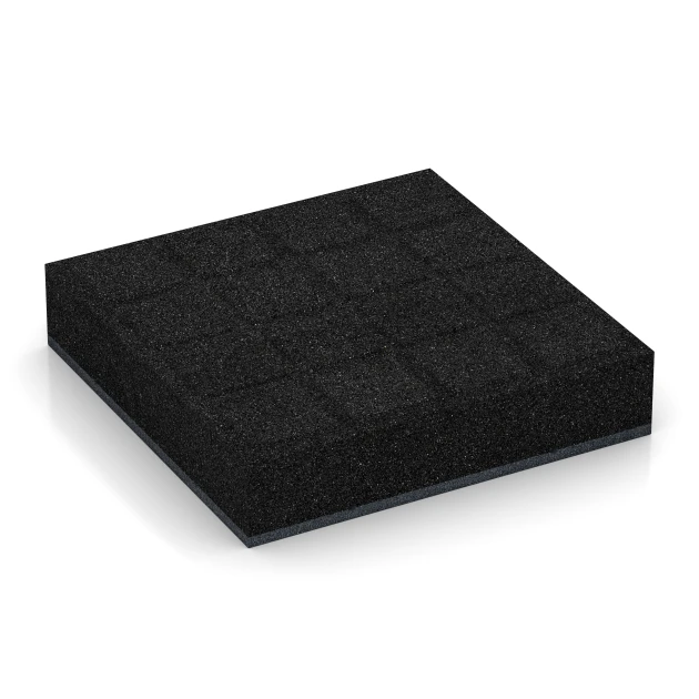 Aufsicht auf die Unterseite, also die Bodenseite von WARCO-Formteil 6281 - Rubberen speelplaatstegel – 300 cm im Format 50 x 50 x 11 cm.