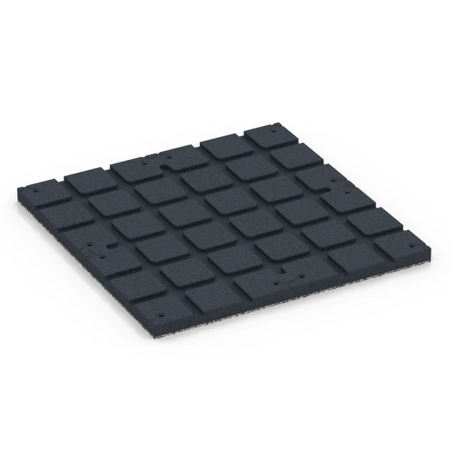 Aufsicht auf die Unterseite, also die Bodenseite von WARCO-Formteil 7133 - Fitnessvloer voor buiten im Format 60 x 60 x 3 cm | 0,36 m².