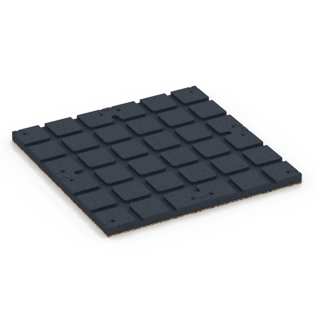 Aufsicht auf die Unterseite, also die Bodenseite von WARCO-Formteil 7135 - Fitnessvloer voor buiten im Format 60 x 60 x 3 cm | 0,36 m².