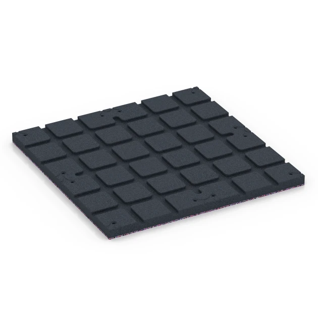 Aufsicht auf die Unterseite, also die Bodenseite von WARCO-Formteil 7137 - Fitnessvloer voor buiten im Format 60 x 60 x 3 cm | 0,36 m².