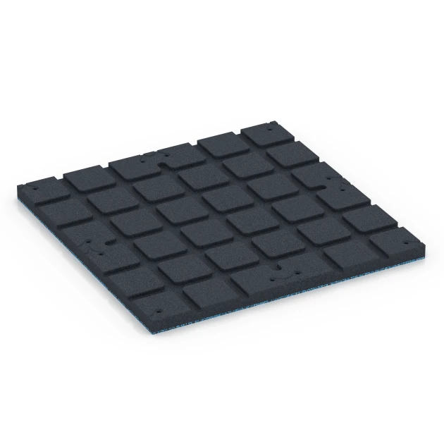 Aufsicht auf die Unterseite, also die Bodenseite von WARCO-Formteil 7139 - Fitnessvloer voor buiten im Format 60 x 60 x 3 cm | 0,36 m².