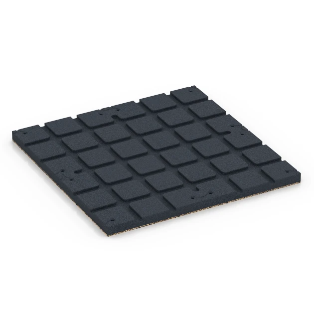 Aufsicht auf die Unterseite, also die Bodenseite von WARCO-Formteil 7140 - Fitnessvloer voor buiten im Format 60 x 60 x 3 cm | 0,36 m².