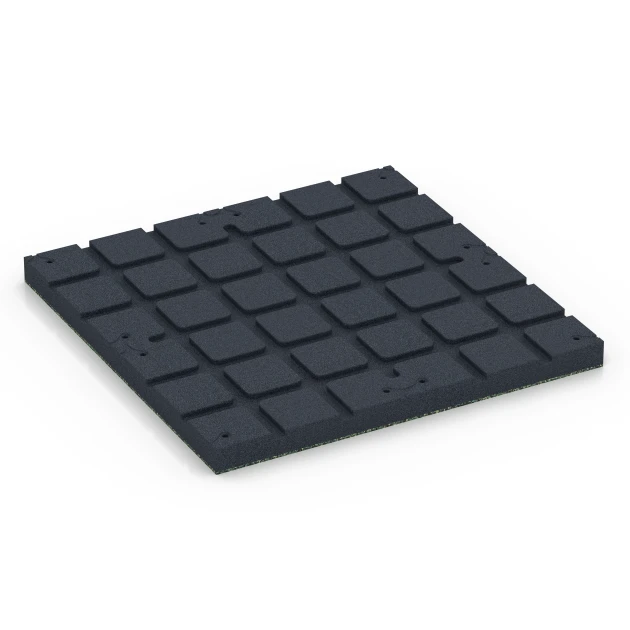 Aufsicht auf die Unterseite, also die Bodenseite von WARCO-Formteil 7143 - Fitnessvloer voor buiten im Format 60 x 60 x 4 cm | 0,36 m².