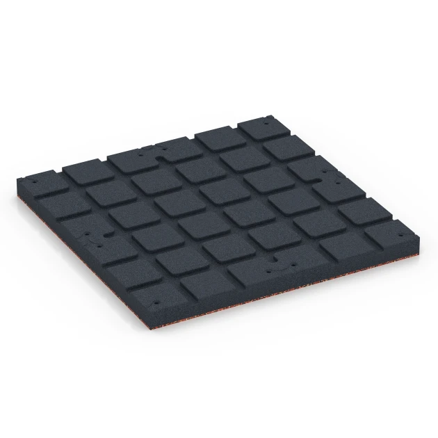 Aufsicht auf die Unterseite, also die Bodenseite von WARCO-Formteil 7145 - Fitnessvloer voor buiten im Format 60 x 60 x 4 cm | 0,36 m².