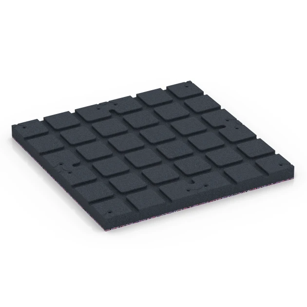 Aufsicht auf die Unterseite, also die Bodenseite von WARCO-Formteil 7146 - Fitnessvloer voor buiten im Format 60 x 60 x 4 cm | 0,36 m².