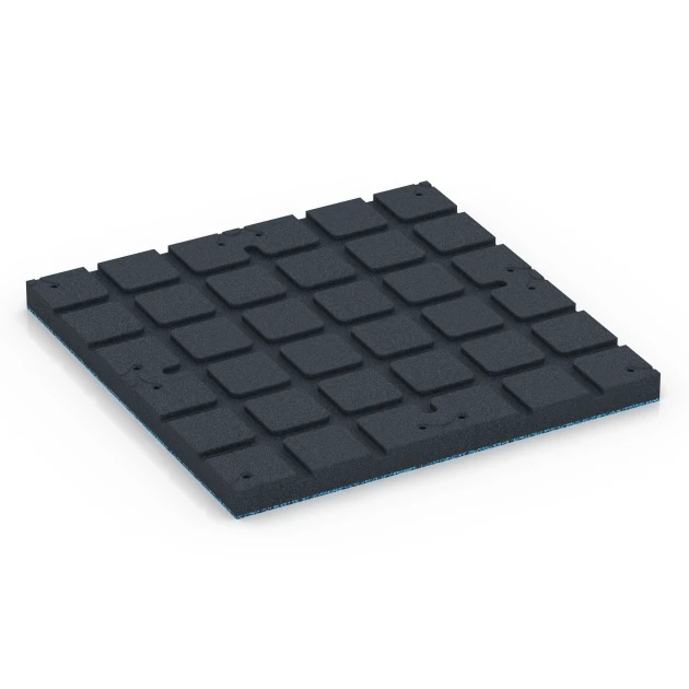 Aufsicht auf die Unterseite, also die Bodenseite von WARCO-Formteil 7148 - Fitnessvloer voor buiten im Format 60 x 60 x 4 cm | 0,36 m².