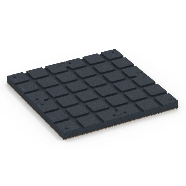 Aufsicht auf die Unterseite, also die Bodenseite von WARCO-Formteil 7149 - Fitnessvloer voor buiten im Format 60 x 60 x 4 cm | 0,36 m².