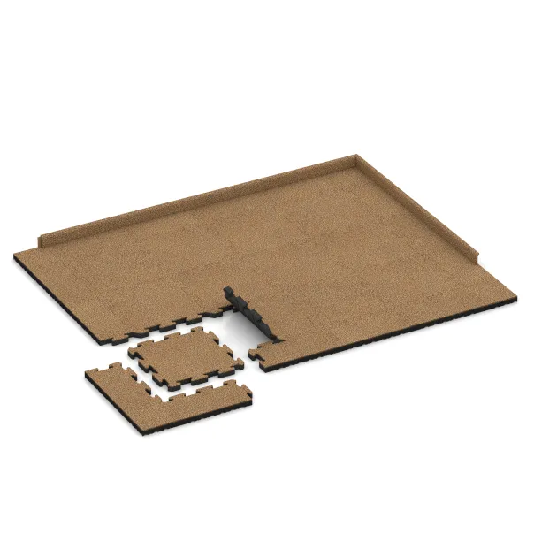 Typische Verlegung oder Einbausituation für den Artikel 2837 von WARCO - Buiten vlondertegel, Farbton Rattan Lounge in der Abmessung 500 x 500 x 40 mm.