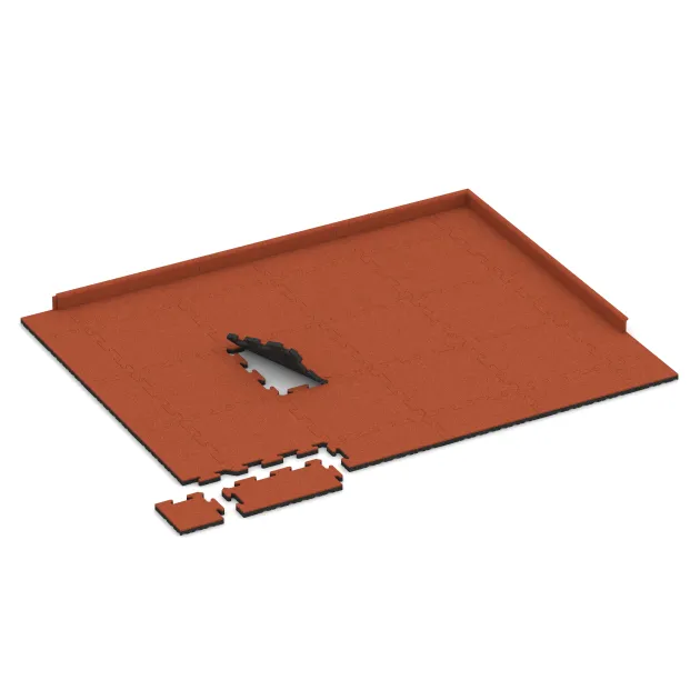 Typische Verlegung oder Einbausituation für den Artikel 5308 von WARCO - Buiten vlondertegel, Farbton Felrood-Oranje in der Abmessung 500 x 500 x 30 mm.