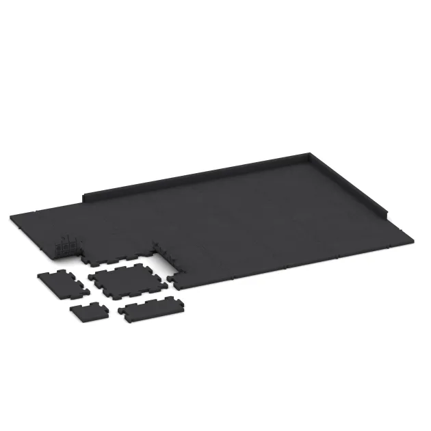 Typische Verlegung oder Einbausituation für den Artikel 2612 von WARCO - Fitnessvloer Studio, Farbton Anthraciet in der Abmessung 500 x 500 x 30 mm.
