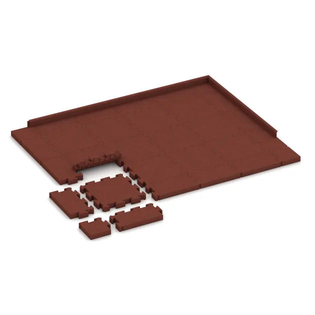Typische Verlegung oder Einbausituation für den Artikel 3187 von WARCO - Rubberen straattegels, Farbton Baksteenrood in der Abmessung 500 x 500 x 60 mm.