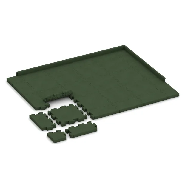 Typische Verlegung oder Einbausituation für den Artikel 3188 von WARCO - Rubberen straattegels, Farbton Grasgroen in der Abmessung 500 x 500 x 60 mm.