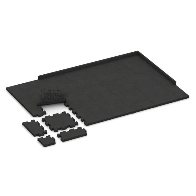 Typische Verlegung oder Einbausituation für den Artikel 3144 von WARCO - Rubberen straattegels, Farbton Anthraciet in der Abmessung 500 x 500 x 50 mm.