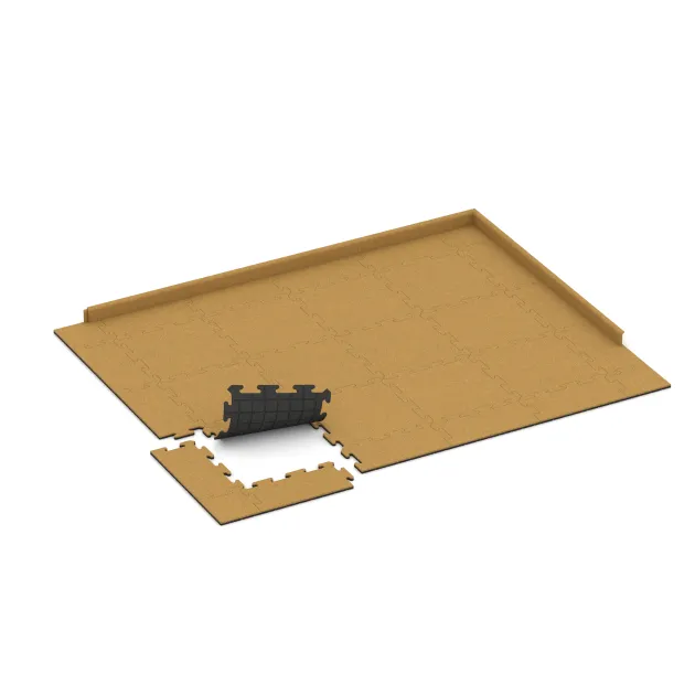 Typische Verlegung oder Einbausituation für den Artikel 6204 von WARCO - Fitnessvloer Mat 18 mm, Farbton Citroengeel in der Abmessung 500 x 500 x 18 mm.