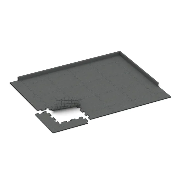 Typische Verlegung oder Einbausituation für den Artikel 0161 von WARCO - Sportvloerplaat HD 1,8 cm, Farbton Leigrijs in der Abmessung 500 x 500 x 18 mm.