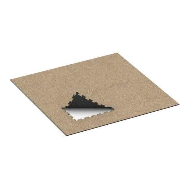 Typische Verlegung oder Einbausituation für den Artikel 5953 von WARCO - Indoor-Klicktegel, Farbton Travertin in der Abmessung 1000 x 1000 x 18 mm.