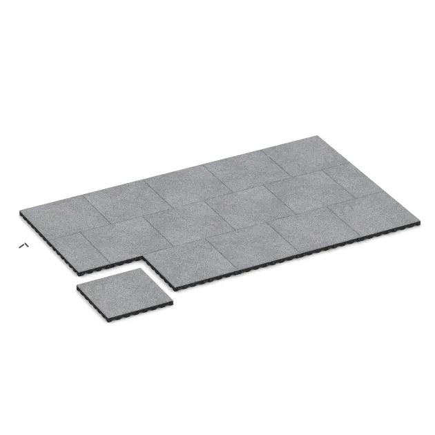 Typische Verlegung oder Einbausituation für den Artikel 5348 von WARCO - Valtegel, Farbton Grijs Melange in der Abmessung 500 x 500 x 40 mm.