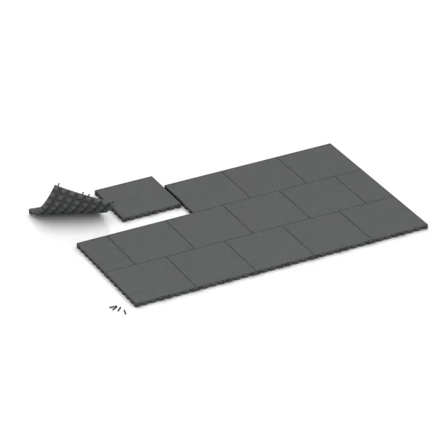 Typische Verlegung oder Einbausituation für den Artikel 3986 von WARCO - Hondenligmat, Farbton Leigrijs in der Abmessung 500 x 500 x 40 mm.