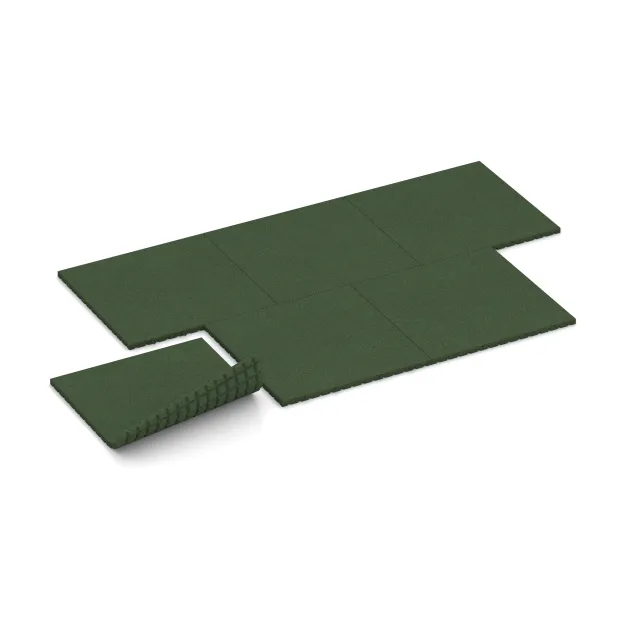 Typische Verlegung oder Einbausituation für den Artikel 5664 von WARCO - Rubber speelplaats tegels 4 cm - EN 1177 ≤ 110 cm, Farbton Grasgroen in der Abmessung 1000 x 1000 x 40 mm.