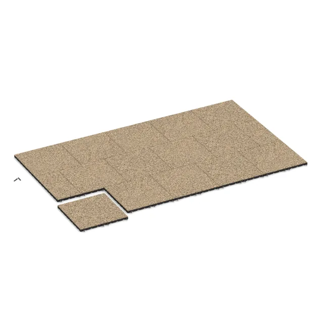 Typische Verlegung oder Einbausituation für den Artikel 5485 von WARCO - Terrastegel 3 cm, Farbton Travertin in der Abmessung 500 x 500 x 30 mm.