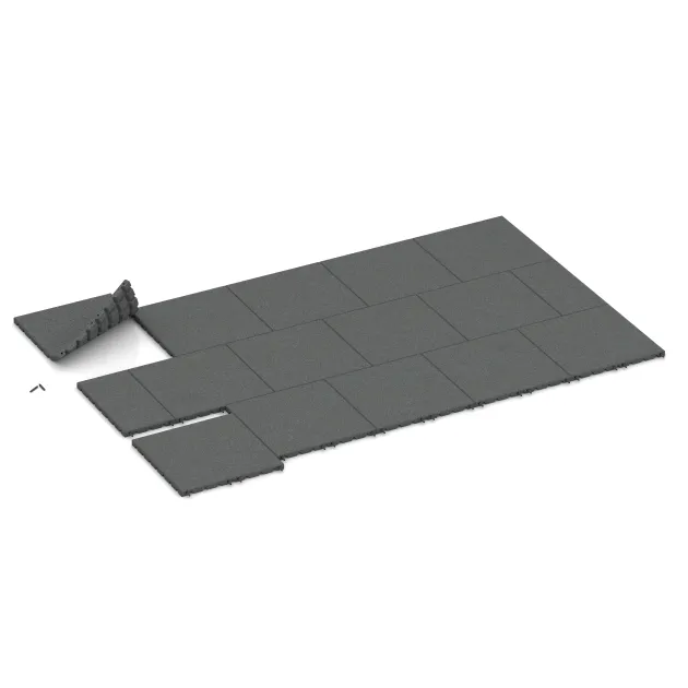 Typische Verlegung oder Einbausituation für den Artikel 0577 von WARCO - Valtegel, Farbton Leigrijs in der Abmessung 500 x 500 x 30 mm.