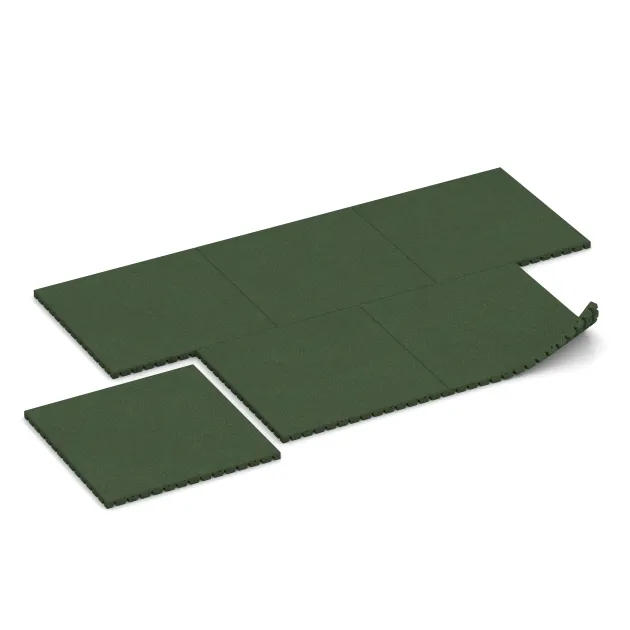 Typische Verlegung oder Einbausituation für den Artikel 0824 von WARCO - Slagbeschermingsmat – schokabsorberende mat, Farbton Grasgroen in der Abmessung 1000 x 1000 x 45 mm.