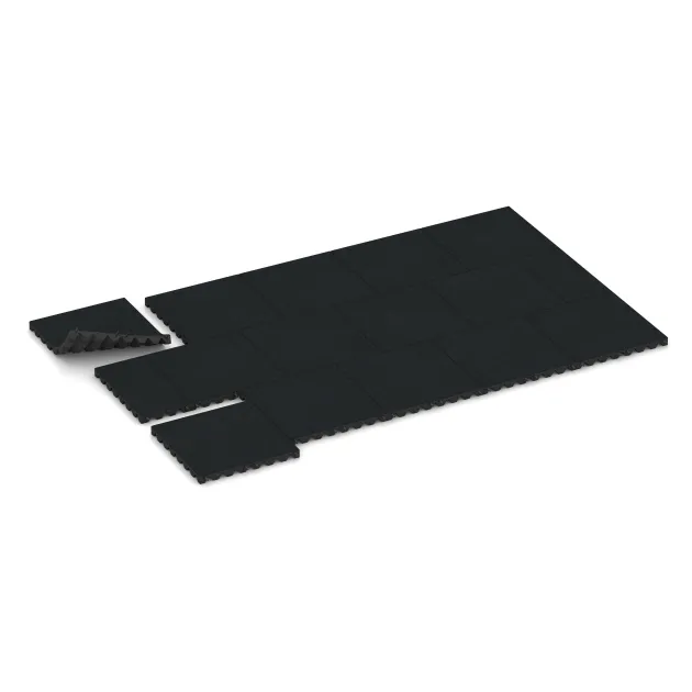 Typische Verlegung oder Einbausituation für den Artikel 5535 von WARCO - Rubber speelplaatstegel 4,5 cm - EN 1177 ≤ 135 cm, Farbton Ijzergrijs in der Abmessung 500 x 500 x 45 mm.