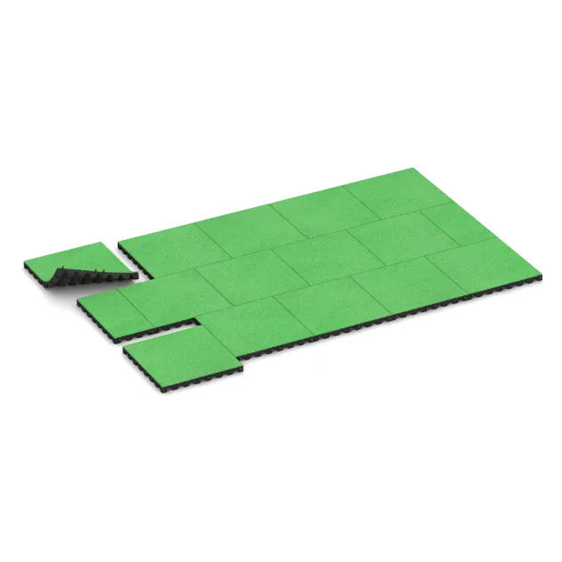 Typische Verlegung oder Einbausituation für den Artikel 5536 von WARCO - Rubber speelplaatstegel 4,5 cm - EN 1177 ≤ 135 cm, Farbton Meigroen in der Abmessung 500 x 500 x 45 mm.